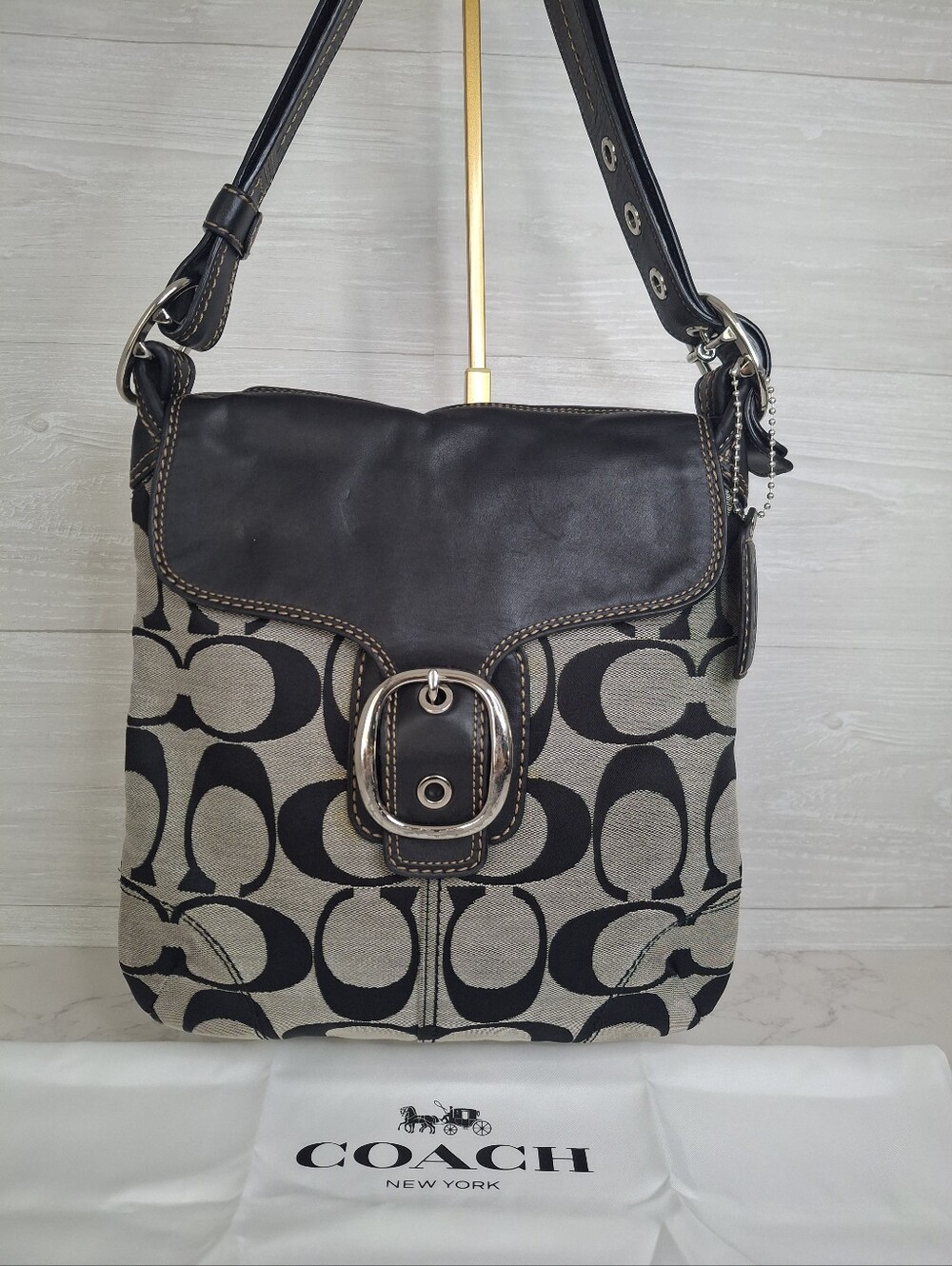 Coach Bleecker Signature Jacquard Flap Shoulder Bag EUC